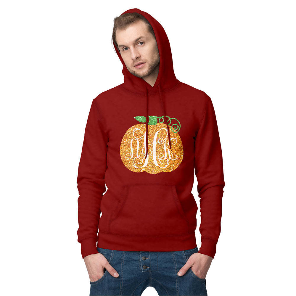 Personalisierter Langarm-hoodie Für Herren Mit Text – Halloween-geschenk – Goldener Kürbis - 