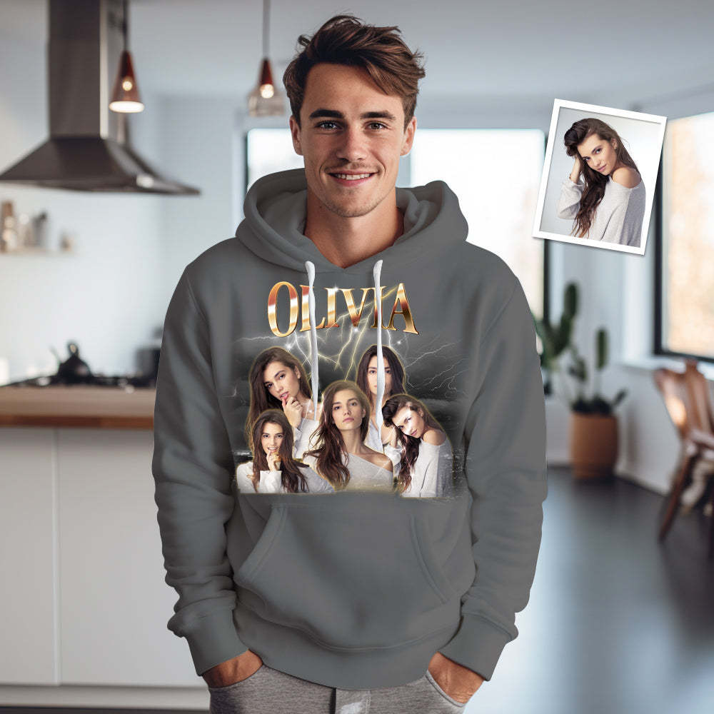 Valentinstagsangebot: Personalisierter Vintage-hoodie Mit Foto Und Namen Für Deinen Freund - 