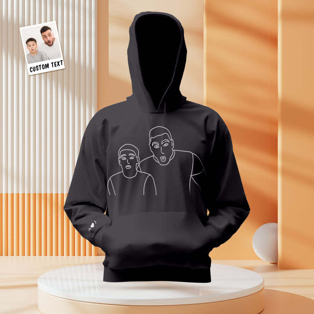 Individuell Bestickter Hoodie Mit Tasche, Text Auf Dem Ärmel, Farbenfrohes Sweatshirt Für Paare - 