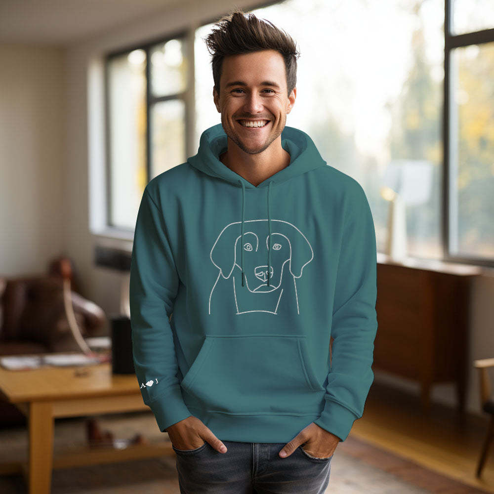 Individuell Bestickter Hoodie Mit Tasche, Text Auf Dem Ärmel, Farbenfrohes Sweatshirt Für Paare - 