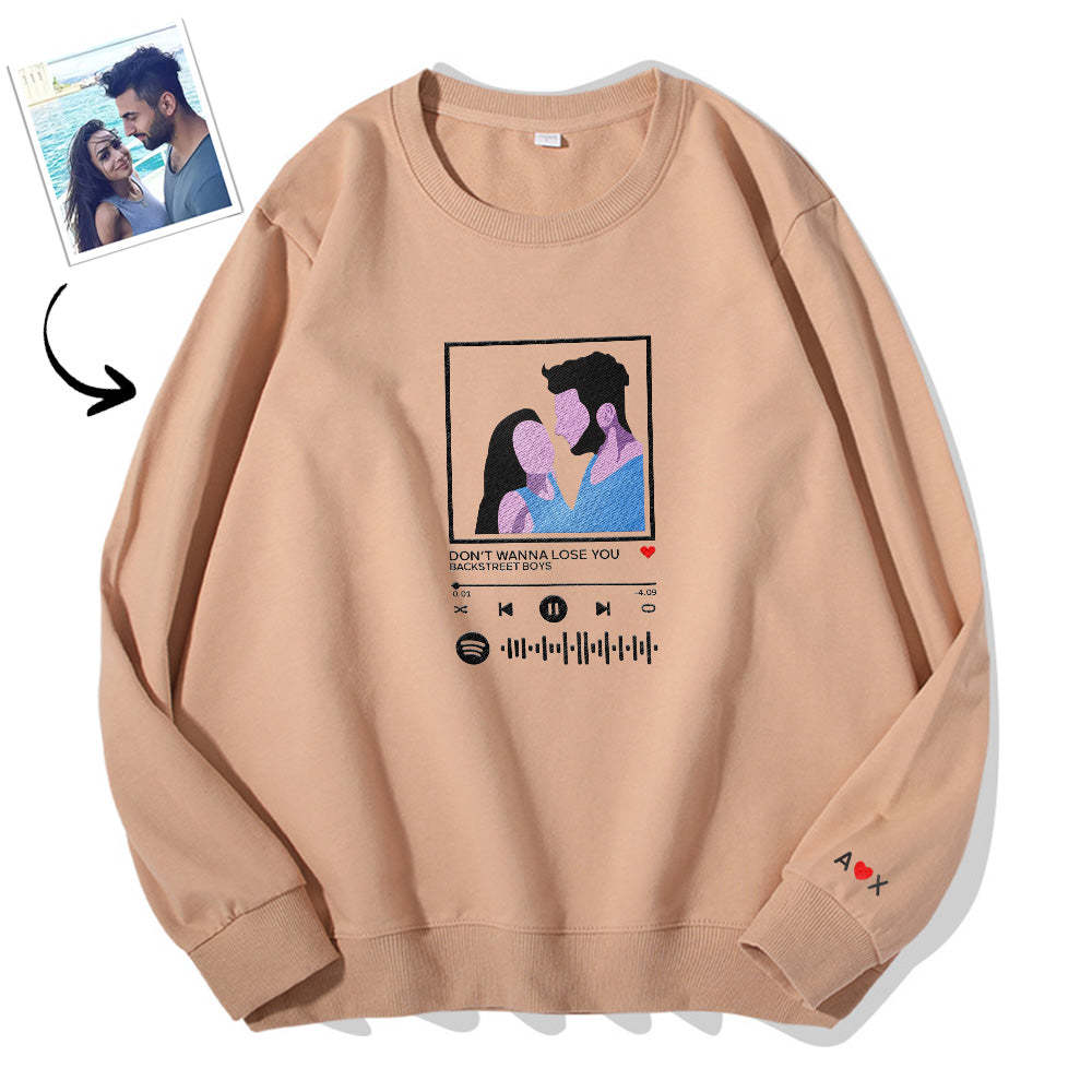Kapuzenpullover Mit Scannbarem Spotify-code, Rundhalsausschnitt, Cartoon-motiv, Musikplayer, Geschenkidee Für Paare - 