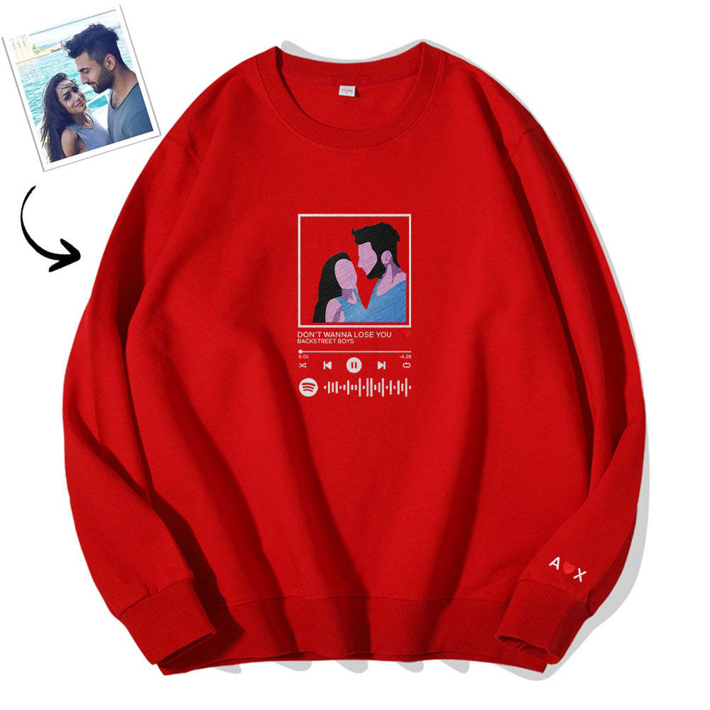 Kapuzenpullover Mit Scannbarem Spotify-code, Rundhalsausschnitt, Cartoon-motiv, Musikplayer, Geschenkidee Für Paare - 