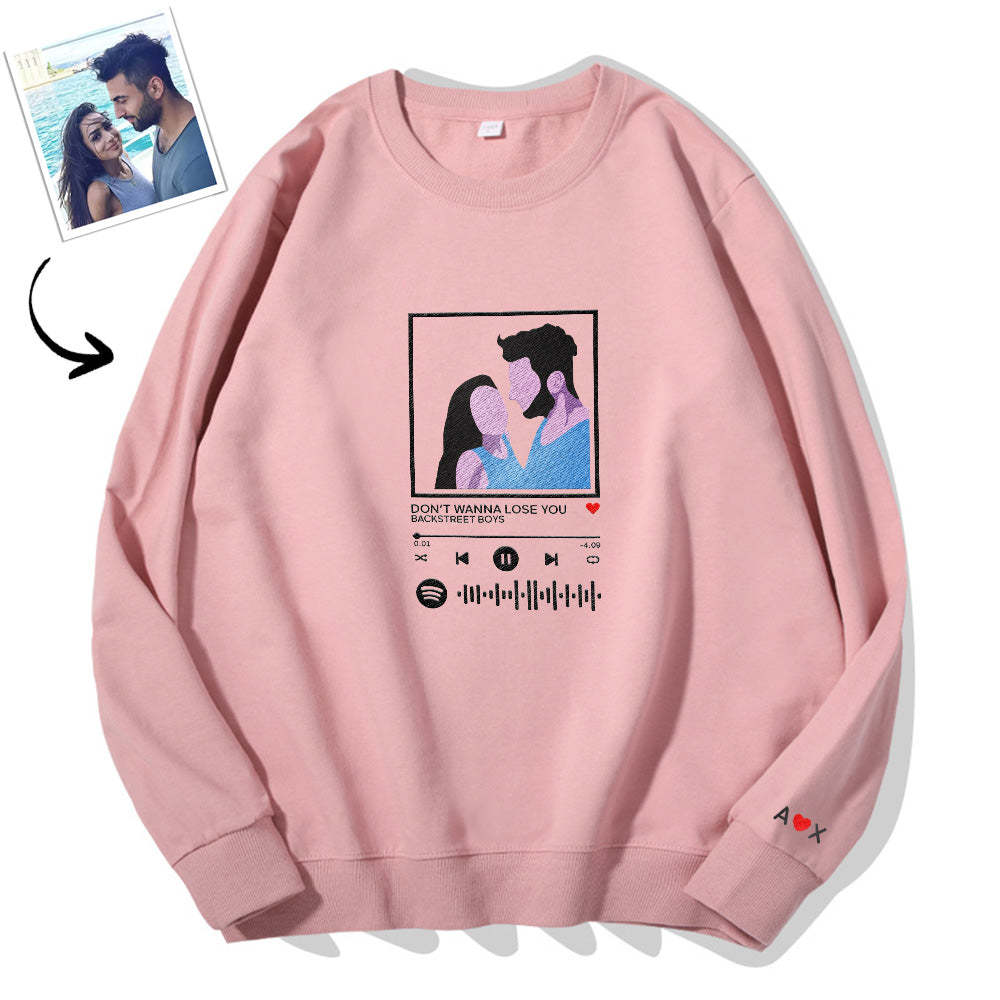 Kapuzenpullover Mit Scannbarem Spotify-code, Rundhalsausschnitt, Cartoon-motiv, Musikplayer, Geschenkidee Für Paare - 