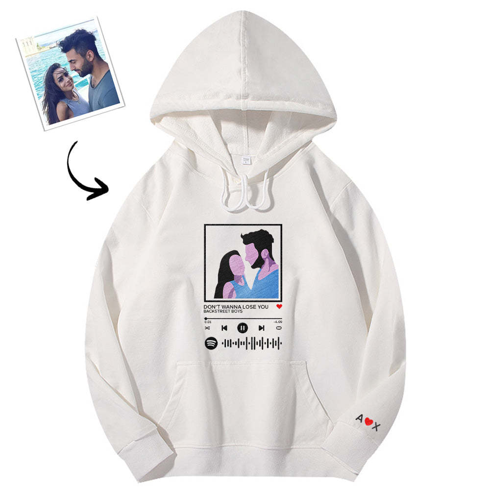 Kapuzenpullover Mit Scannbarem Spotify-code, Rundhalsausschnitt, Cartoon-motiv, Musikplayer, Geschenkidee Für Paare - 