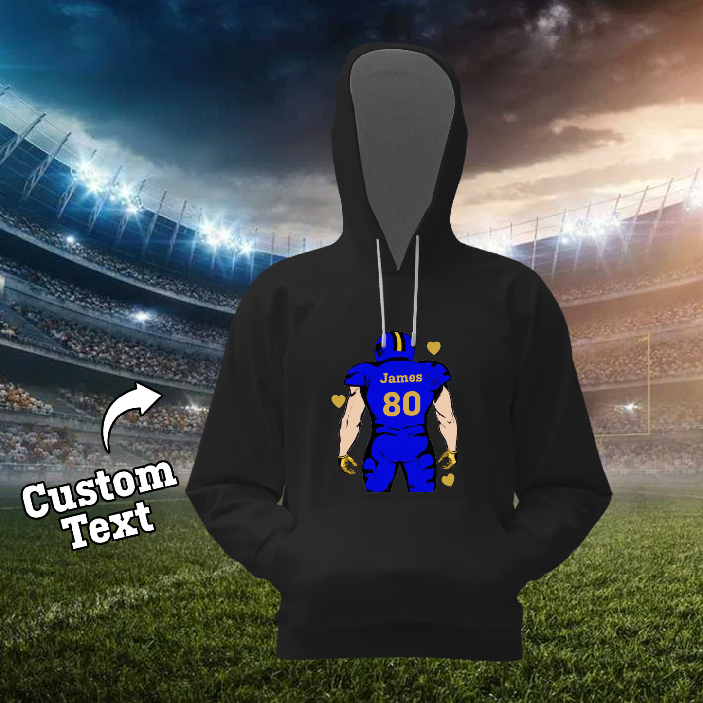 Glänze Am Spieltag – Individuell Gestalteter Glitzer-footballspieler-hoodie - 