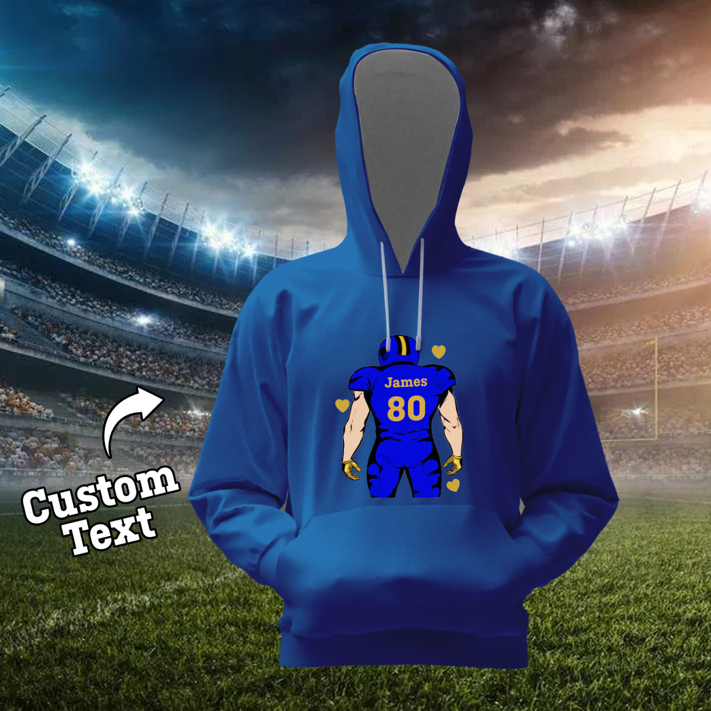 Glänze Am Spieltag – Individuell Gestalteter Glitzer-footballspieler-hoodie - 
