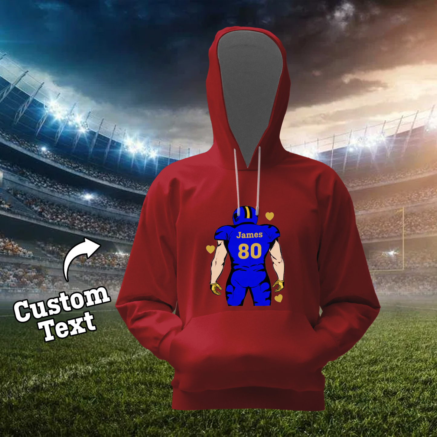 Glänze Am Spieltag – Individuell Gestalteter Glitzer-footballspieler-hoodie - 