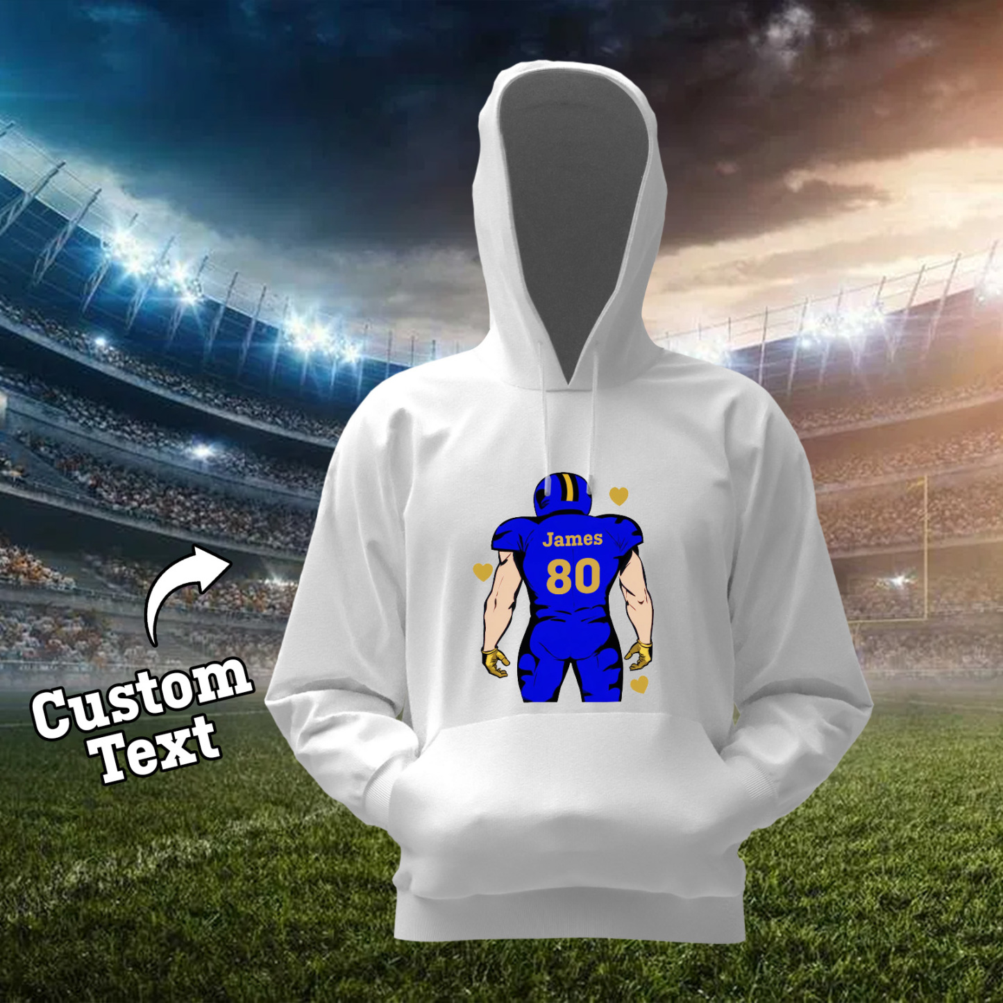 Glänze Am Spieltag – Individuell Gestalteter Glitzer-footballspieler-hoodie - 
