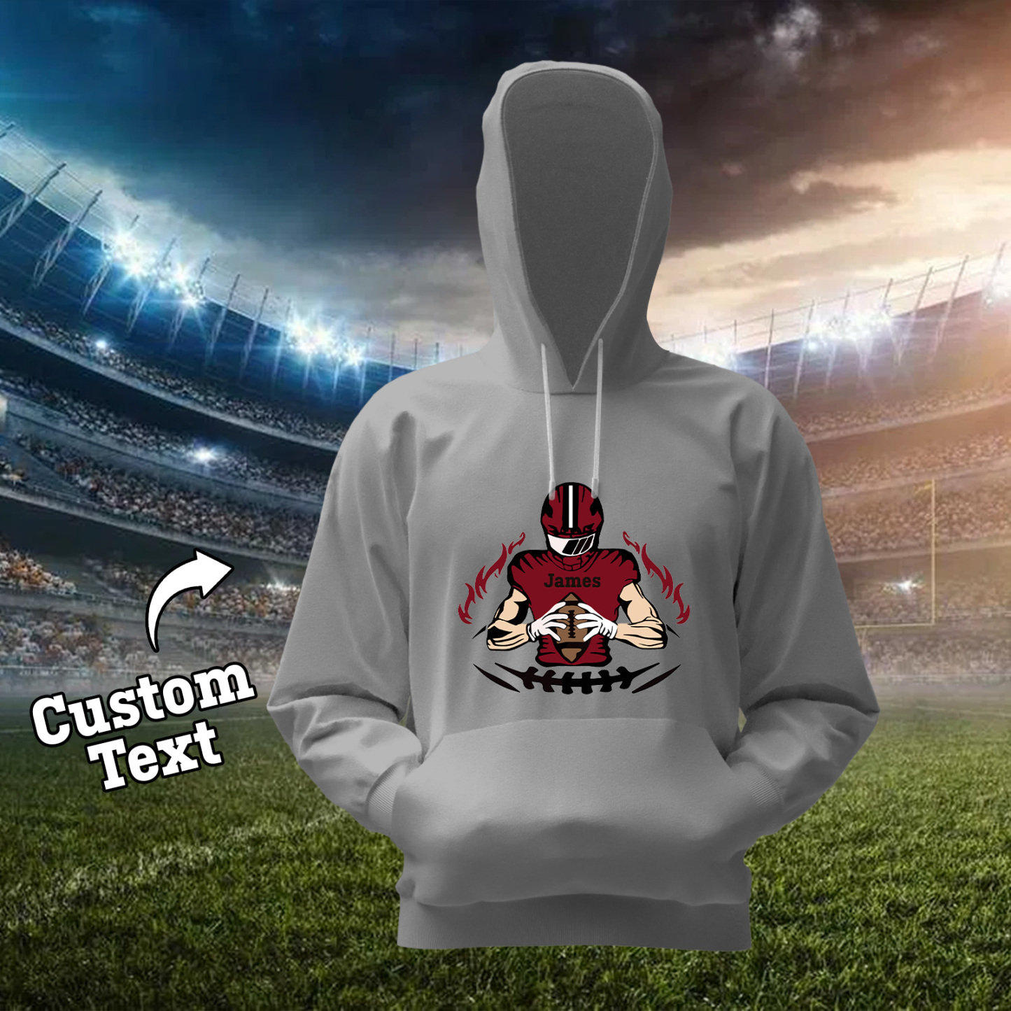Glänze Am Spieltag – Individuell Gestalteter Glitzer-footballspieler-hoodie - 