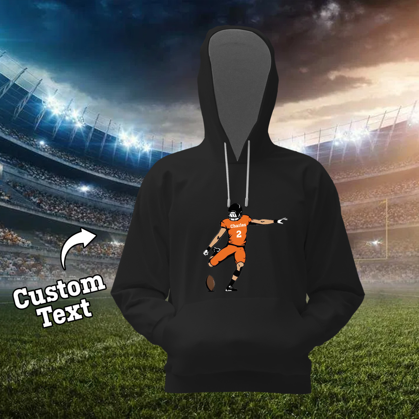 Glänze Am Spieltag – Individuell Gestalteter Glitzer-footballspieler-hoodie - 