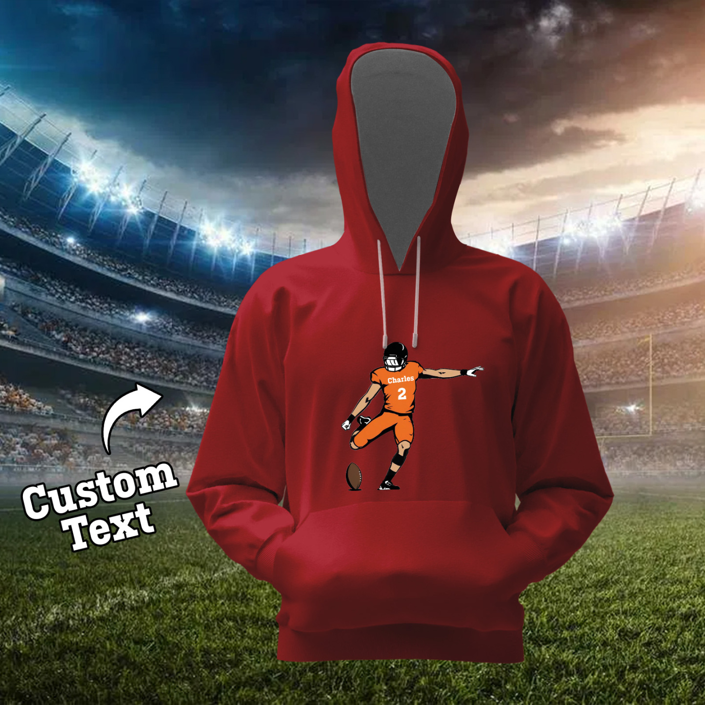 Glänze Am Spieltag – Individuell Gestalteter Glitzer-footballspieler-hoodie - 