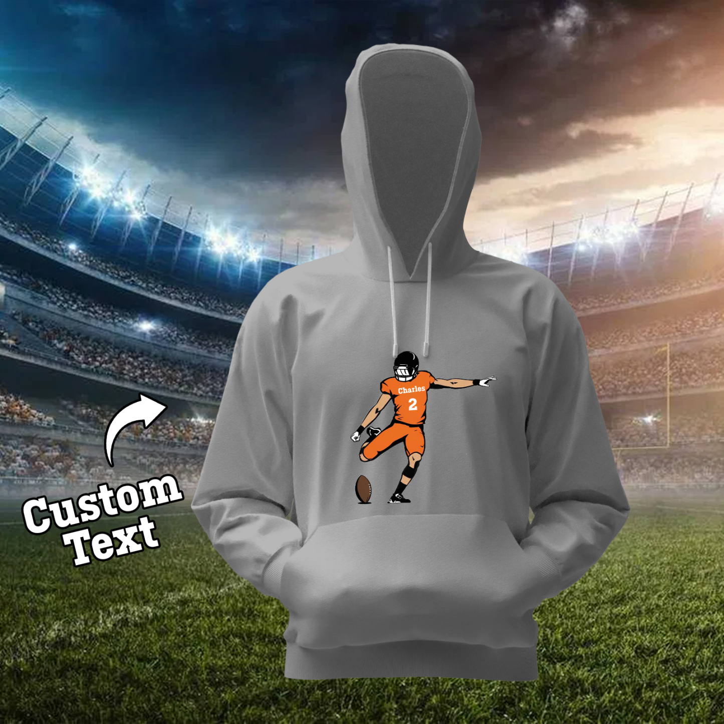 Glänze Am Spieltag – Individuell Gestalteter Glitzer-footballspieler-hoodie - 