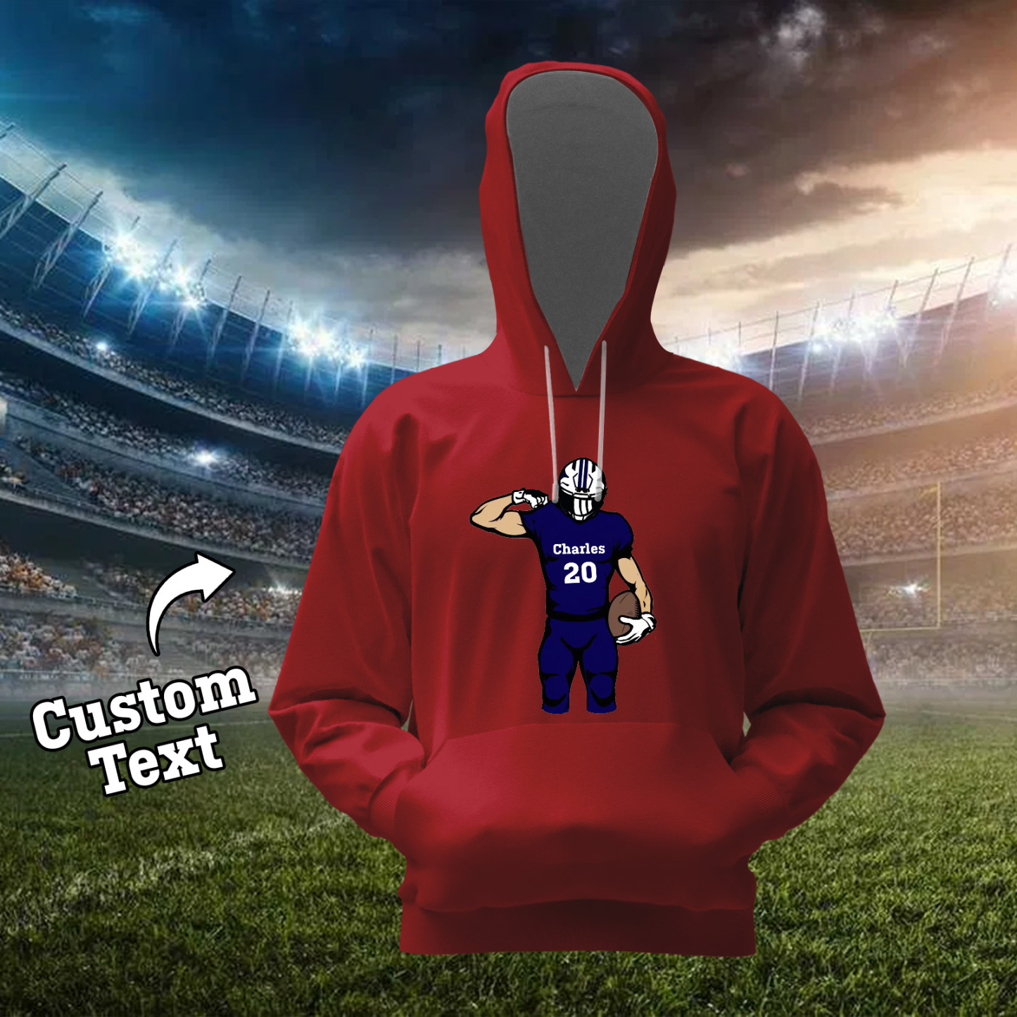 Glänze Am Spieltag – Individuell Gestalteter Glitzer-footballspieler-hoodie - 