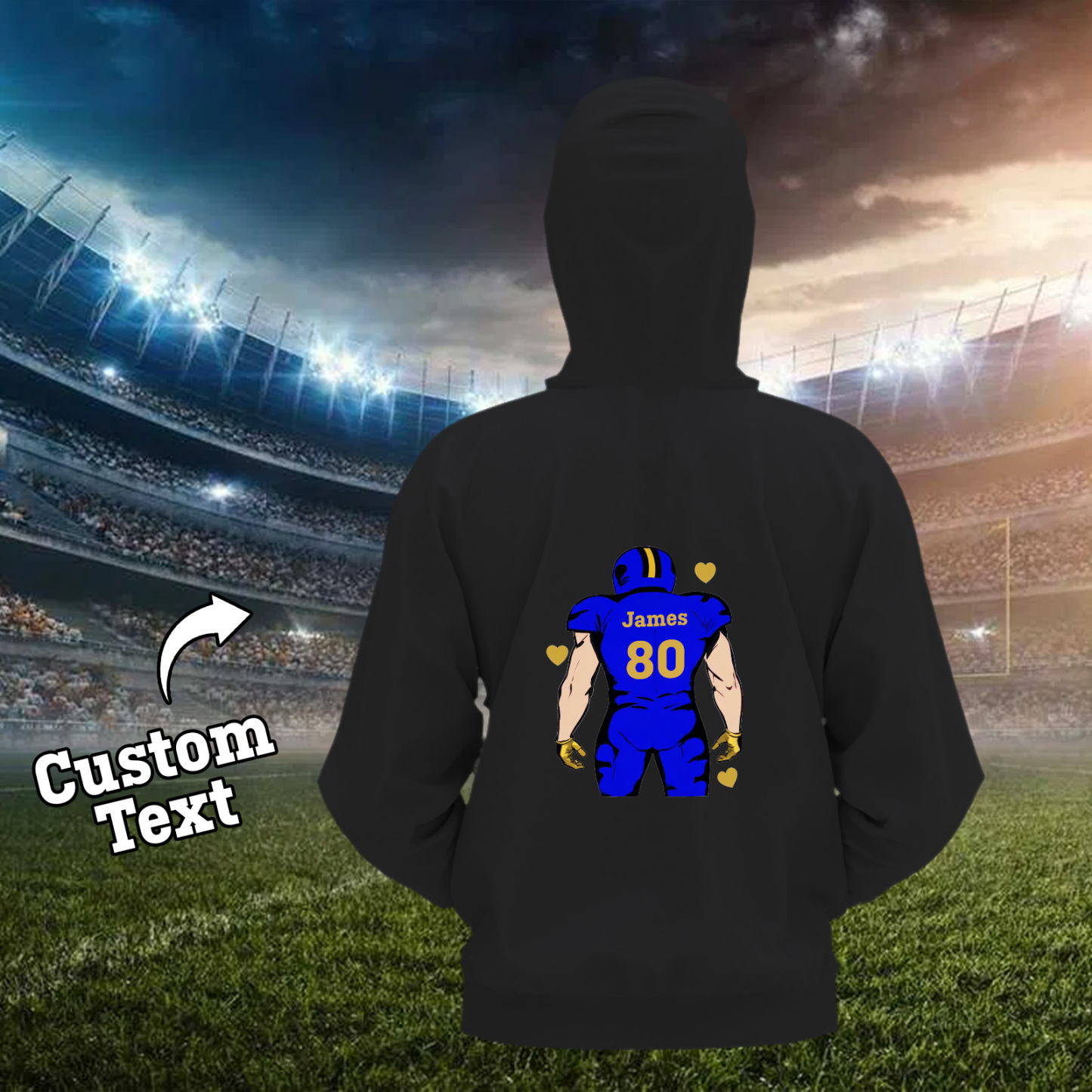 Glänze Am Spieltag – Individuell Gestalteter Glitzer-footballspieler-hoodie - 