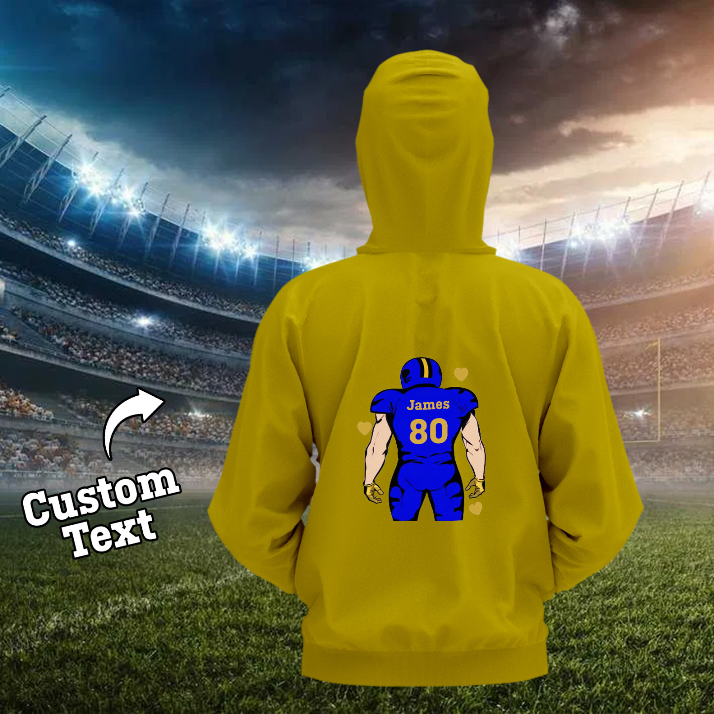 Glänze Am Spieltag – Individuell Gestalteter Glitzer-footballspieler-hoodie - 