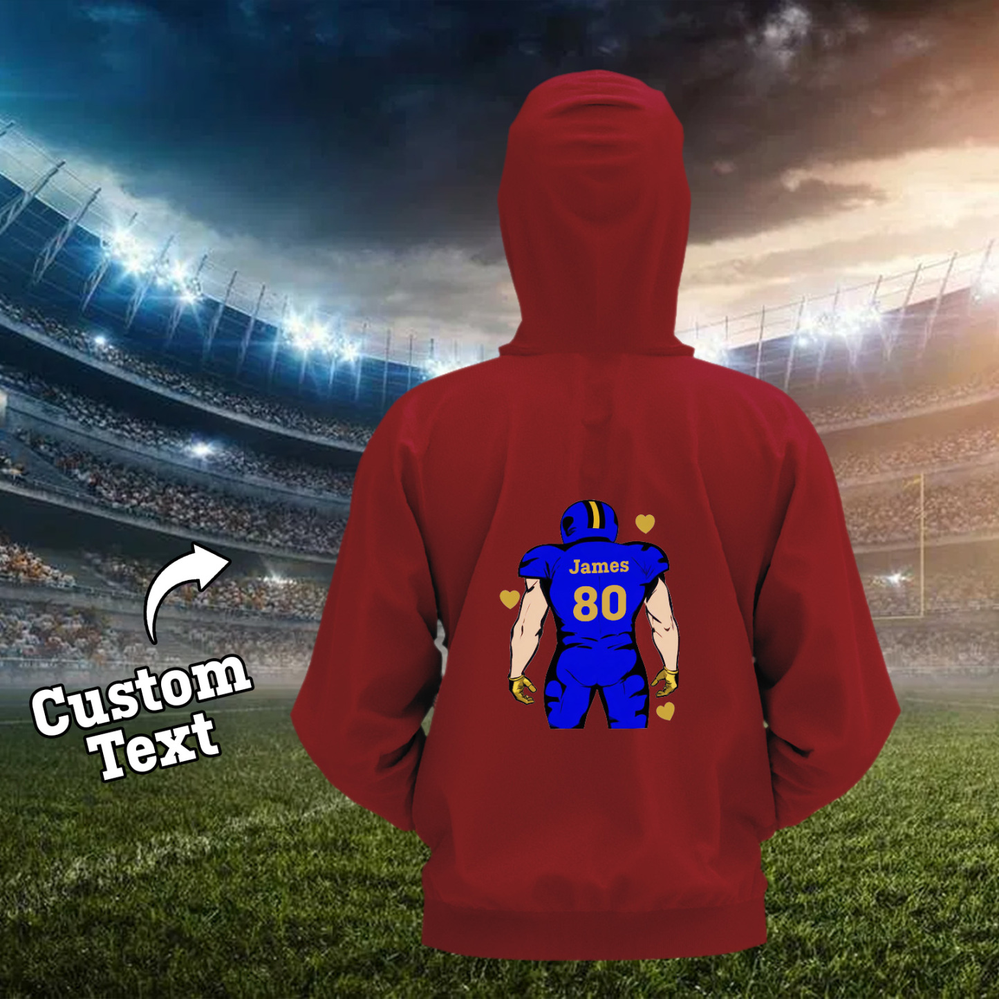 Glänze Am Spieltag – Individuell Gestalteter Glitzer-footballspieler-hoodie - 