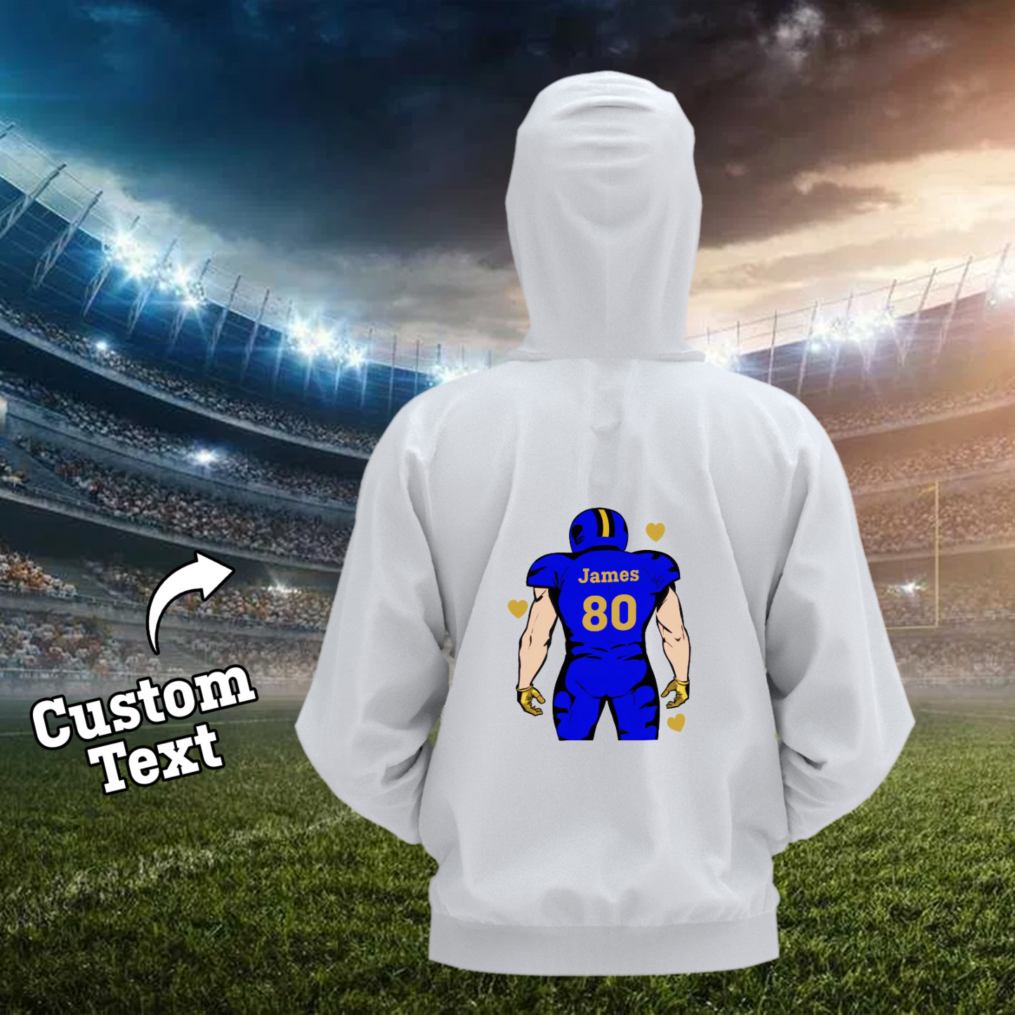Glänze Am Spieltag – Individuell Gestalteter Glitzer-footballspieler-hoodie - 