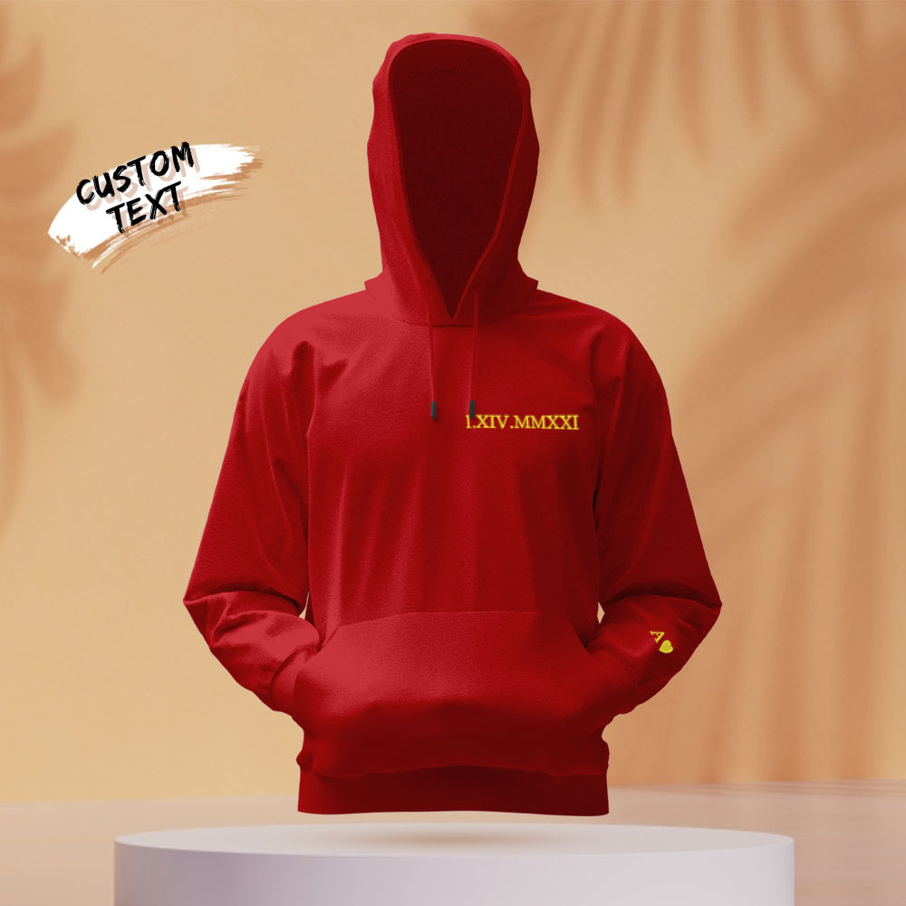 Personalisierter Kapuzenpullover Mit Eingraviertem Römischem Datum – Romantisches Geschenk Zum Muttertag - 