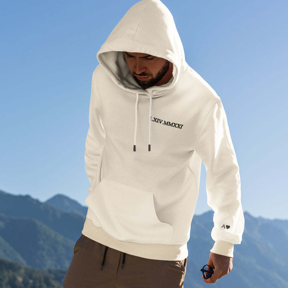 Personalisierter Kapuzenpullover Mit Eingraviertem Römischem Datum – Romantisches Geschenk Zum Muttertag - 