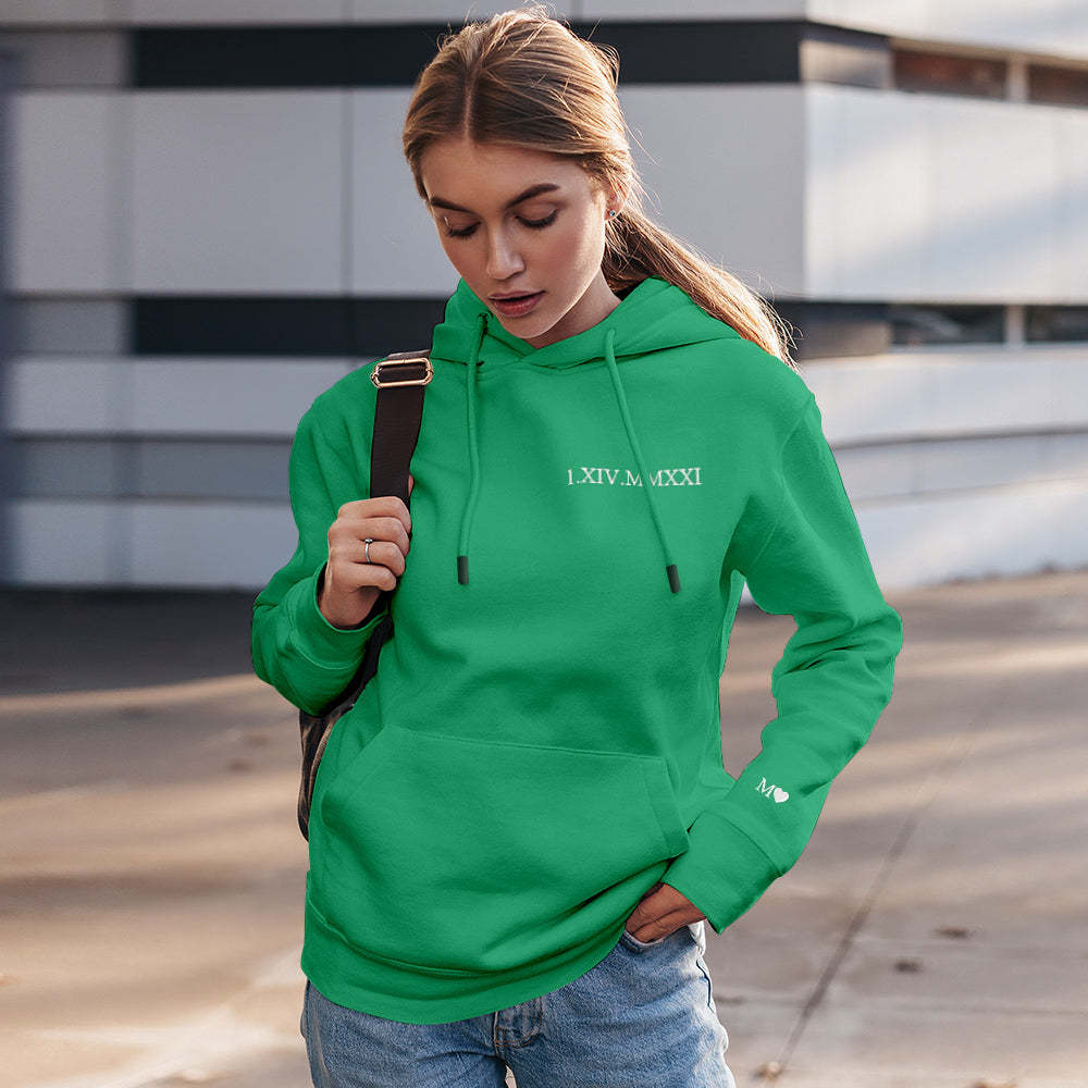 Personalisierter Kapuzenpullover Mit Eingraviertem Römischem Datum – Romantisches Geschenk Zum Muttertag - 