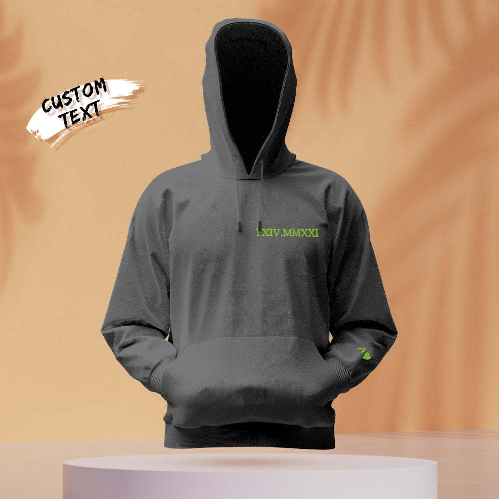 Personalisierter Kapuzenpullover Mit Eingraviertem Römischem Datum – Romantisches Geschenk Zum Muttertag - 