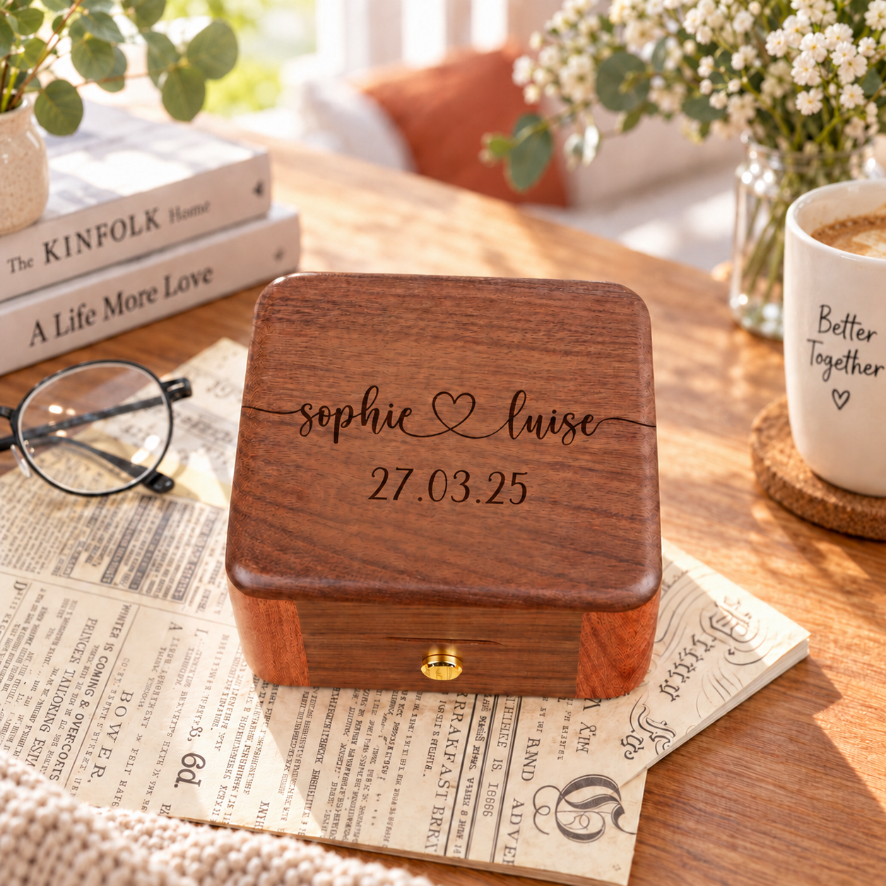 Personalisierte Schallplattenspieler-Spieluhr Aus Holz Mit Foto Und Gravur – Das Perfekte Geschenk Zum Jahrestag Oder Zur Hochzeit Für Paare - 