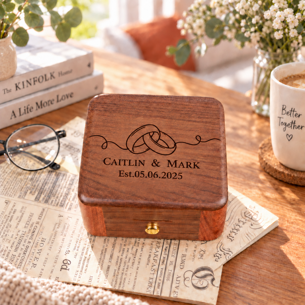 Personalisierte Schallplattenspieler-Spieluhr Aus Holz Mit Foto Und Gravur – Das Perfekte Geschenk Zum Jahrestag Oder Zur Hochzeit Für Paare - 