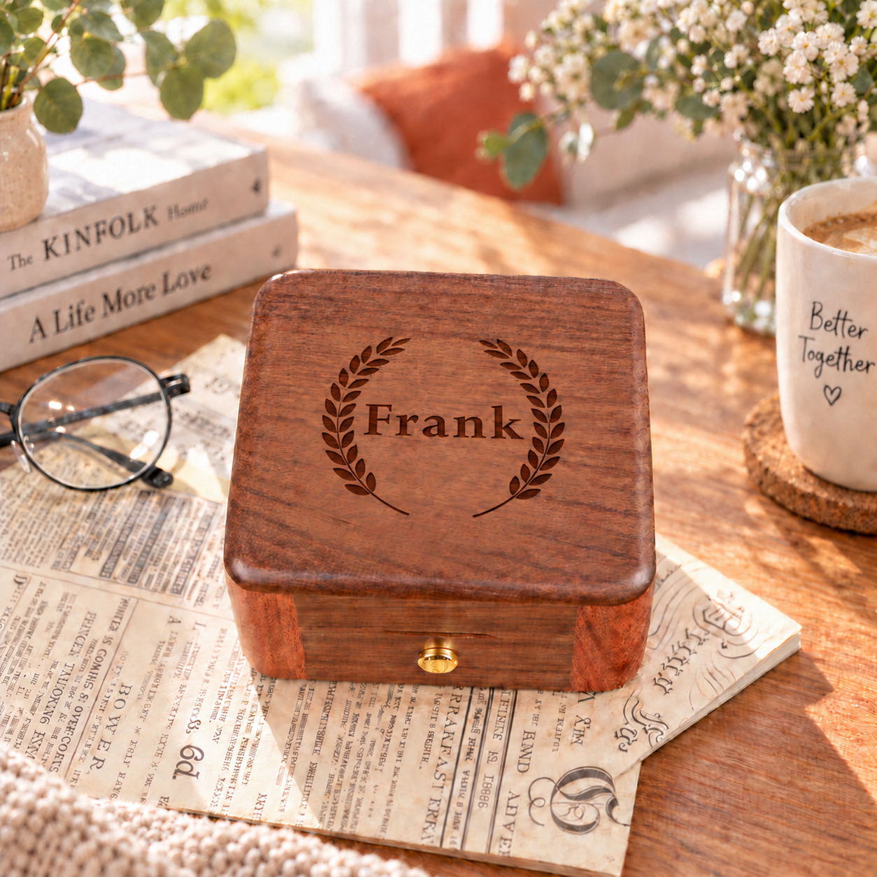 Personalisierte Schallplattenspieler-Spieluhr Aus Holz Mit Foto Und Gravur – Das Perfekte Geschenk Zum Jahrestag Oder Zur Hochzeit Für Paare - 