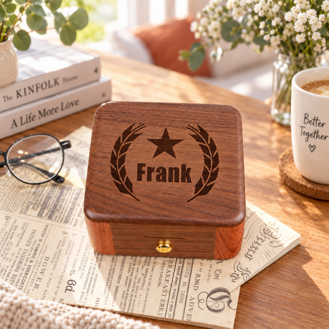 Personalisierte Schallplattenspieler-Spieluhr Aus Holz Mit Foto Und Gravur – Das Perfekte Geschenk Zum Jahrestag Oder Zur Hochzeit Für Paare - 