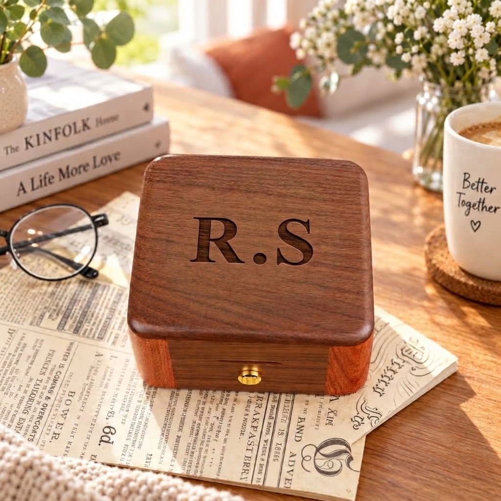 Personalisierte Schallplattenspieler-Spieluhr Aus Holz Mit Foto Und Gravur – Das Perfekte Geschenk Zum Jahrestag Oder Zur Hochzeit Für Paare - 