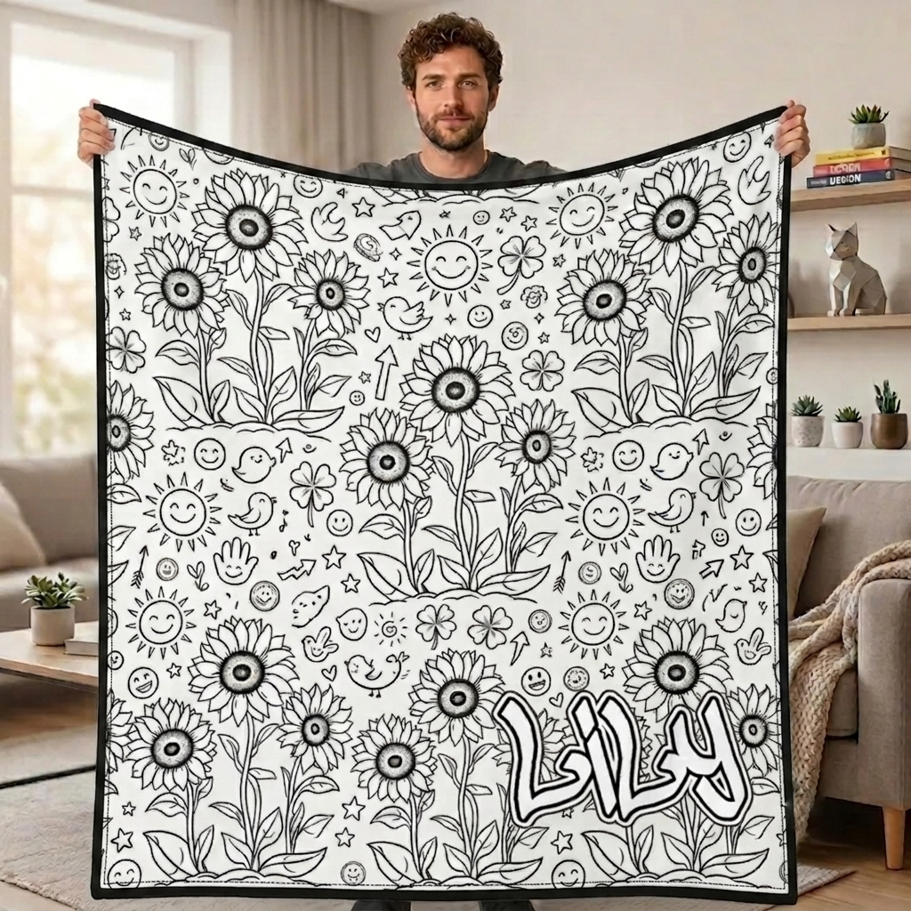 DIY-Zeichendecke (optionales 24-Farben-Marker-Set) Erstellen Sie Ihre Kunstdecke, Waschbare Andenkendecke Für Kinder Und Erwachsene - 