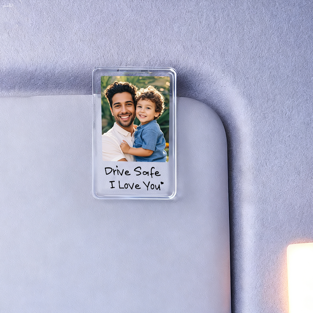 Sonnenblendenclip Mit Foto – Individueller Sonnenblendenclip „fahr Vorsichtig, Ich Liebe Dich" – Geschenkidee Fürs Auto - 