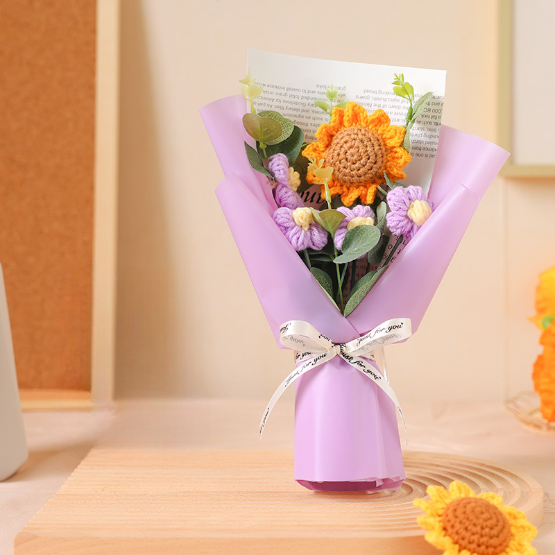 Gehäkelte Blumen Gehäkelte Sonnenblume Handgemachte Rosenblumen Gestrickte Blumen Blumenstrauß Jahrestagsgeschenk Für Sie - 