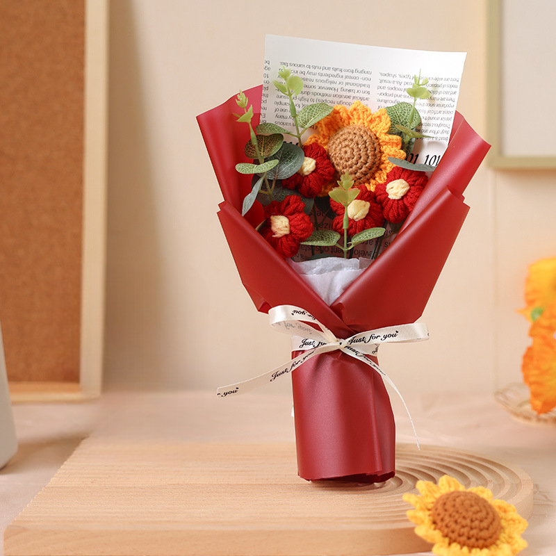 Gehäkelte Blumen Gehäkelte Sonnenblume Handgemachte Rosenblumen Gestrickte Blumen Blumenstrauß Jahrestagsgeschenk Für Sie - 