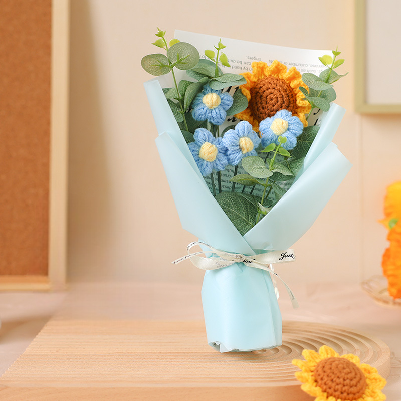 Gehäkelte Blumen Gehäkelte Sonnenblume Handgemachte Rosenblumen Gestrickte Blumen Blumenstrauß Jahrestagsgeschenk Für Sie - 