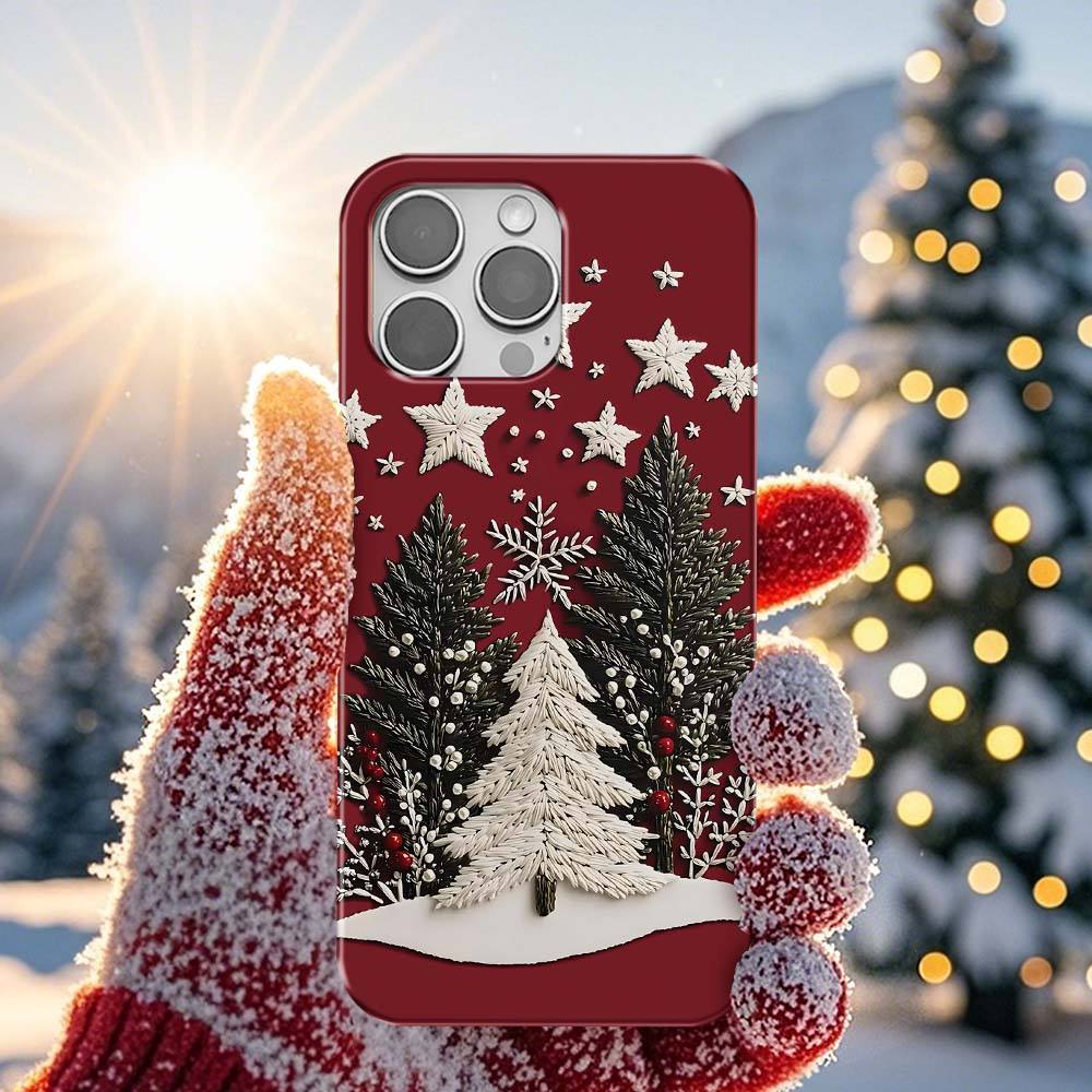 Weihnachtsbaum Und Stern 3d Winter Handyhülle, Festliches Urlaubsdesign, Iphone 16, Pixel 9, Samsung S23 Ultra, Iphone 15 Pro Max, Magsafe Ps111 -
