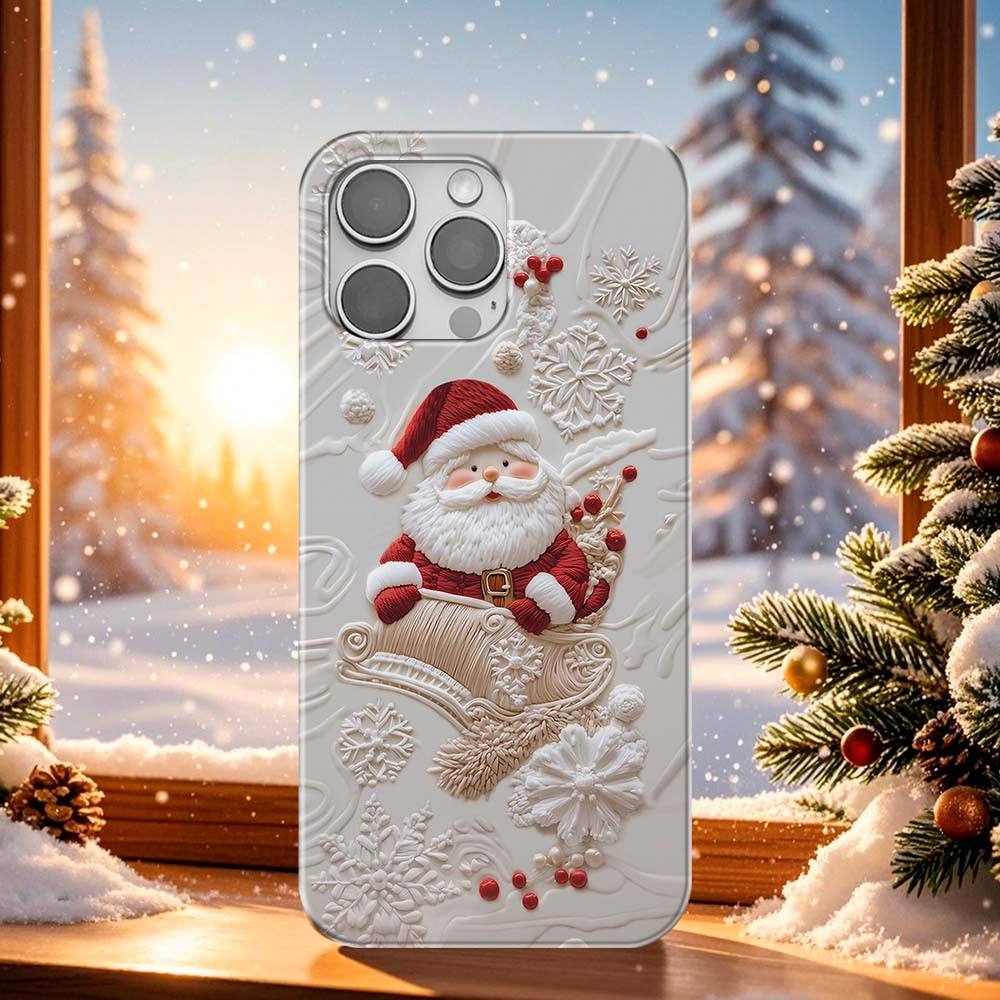 Weihnachtsmann-handyhülle – Weihnachtsmann-handyhülle Mit Besticktem Effekt, Einfache Weihnachts- Und Winter-handyhülle Iphone 16 15 14 13, Samsung S24 23