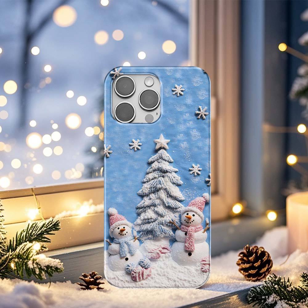 Magsafe Schneemann Winter Iphone Hülle | Handyhülle Mit Weihnachtsbaum-schneeszene Für Iphone 15, 14, 13 Pro Max | Holiday Magsafe Hülle Ps C24 -