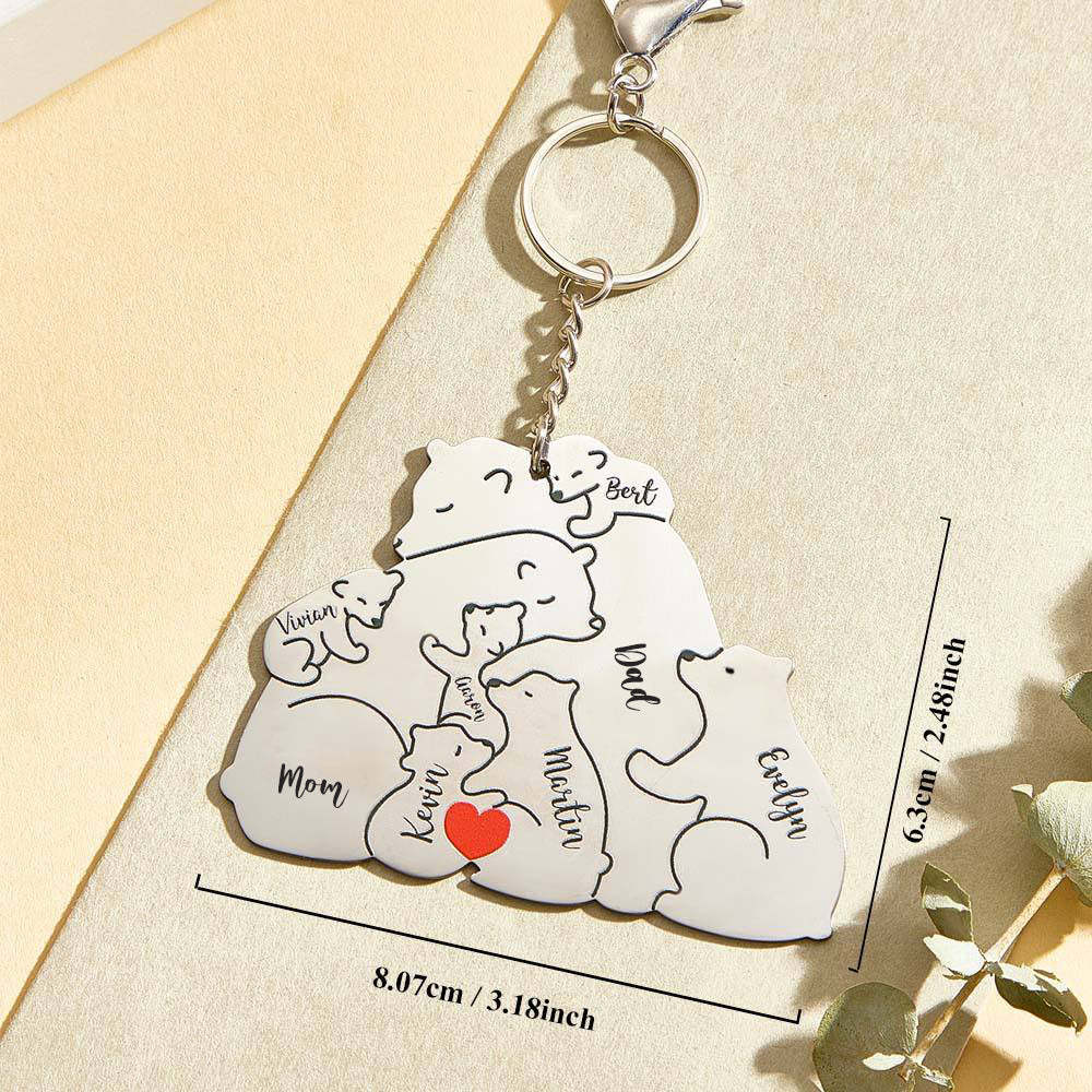Personalisierter Gravierter Papa-mama-bär-schlüsselanhänger, Familien-andenken, Geschenk Für Papa Und Mama -