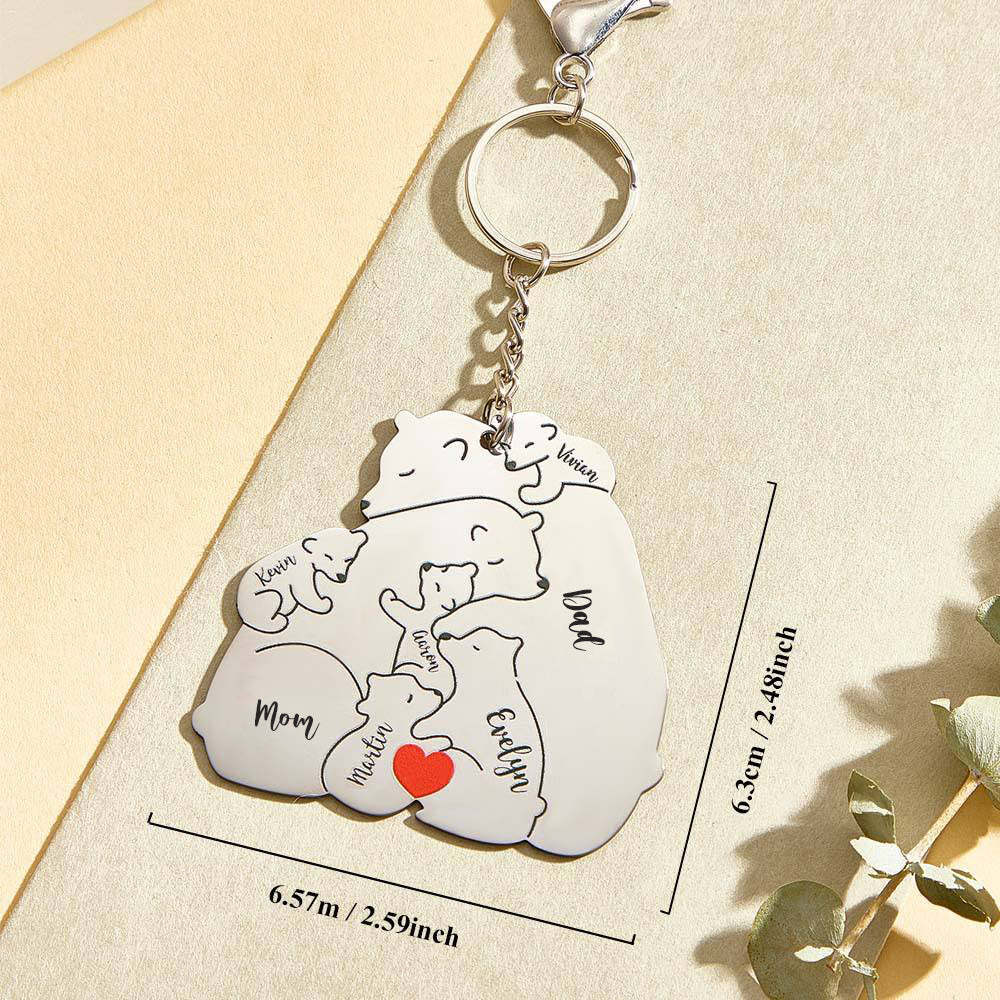 Personalisierter Gravierter Papa-mama-bär-schlüsselanhänger, Familien-andenken, Geschenk Für Papa Und Mama -