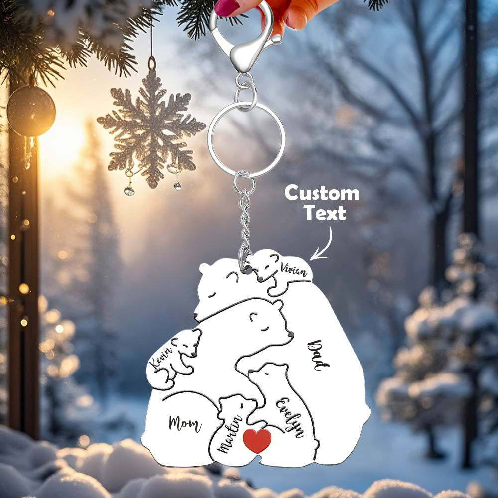 Personalisierter Gravierter Papa-mama-bär-schlüsselanhänger, Familien-andenken, Geschenk Für Papa Und Mama -