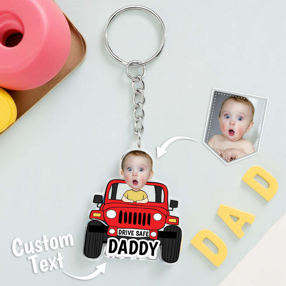 Drive Safe Schlüsselanhänger Custom Kid In Jeep Acryl Schlüsselanhänger Drive Safe Daddy Vatertagsgeschenk -
