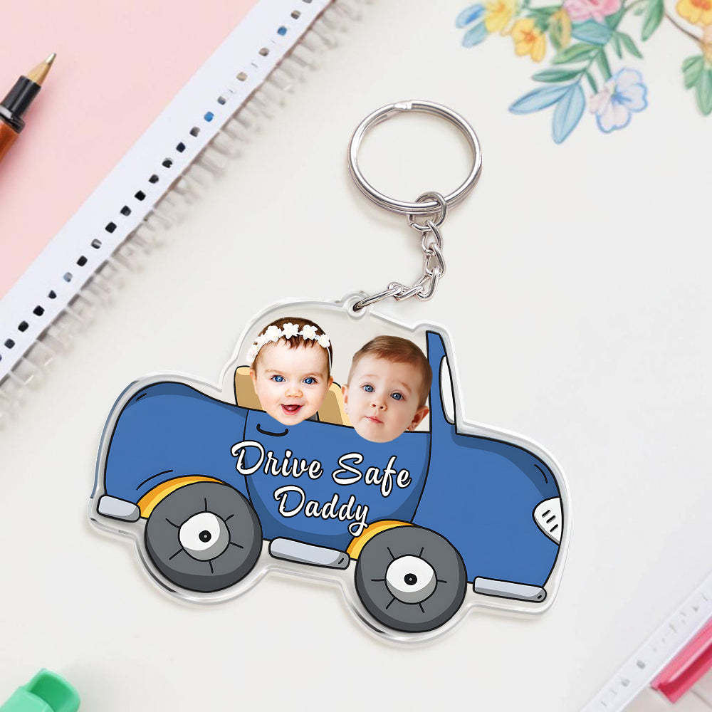 Personalisierter Gesichts-acryl-schlüsselanhänger „drive Safe Daddy" Zum Vatertag -