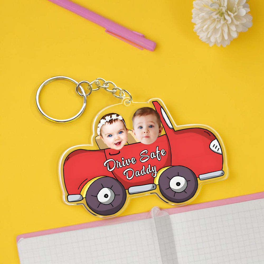 Personalisierter Gesichts-acryl-schlüsselanhänger „drive Safe Daddy" Zum Vatertag -