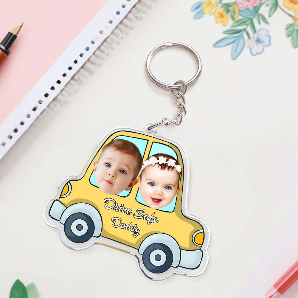 Personalisierter Gesichts-acryl-schlüsselanhänger „drive Safe Daddy" Zum Vatertag -