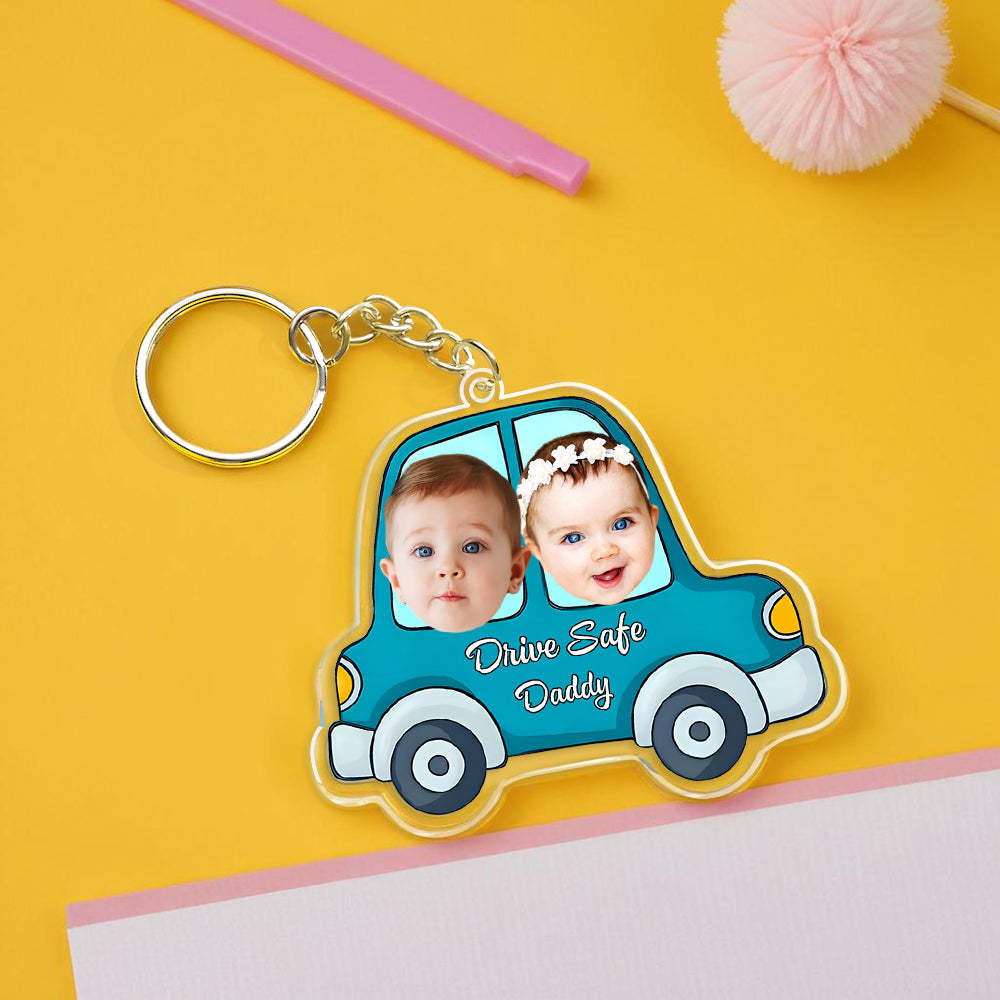 Personalisierter Gesichts-acryl-schlüsselanhänger „drive Safe Daddy" Zum Vatertag -