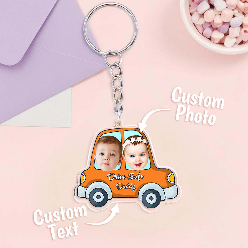 Personalisierter Gesichts-acryl-schlüsselanhänger „drive Safe Daddy" Zum Vatertag -