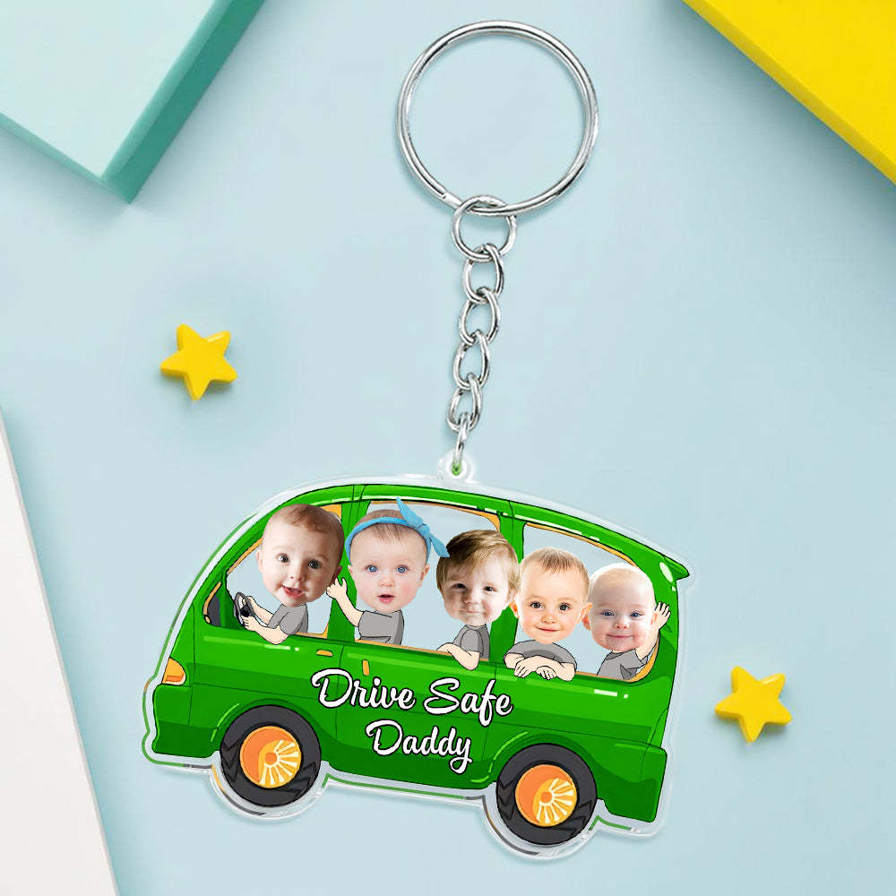Schlüsselanhänger „drive Safe", Personalisiertes Gesicht, Acryl, Schlüsselanhänger „drive Safe Daddy", Mehrere Kinder, Geschenke Für Vater -