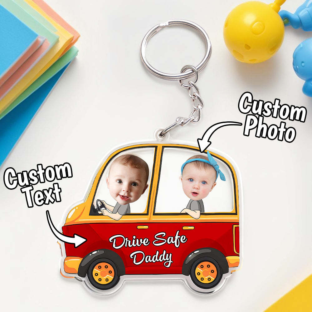 Schlüsselanhänger „drive Safe", Personalisiertes Gesicht, Acryl, Schlüsselanhänger „drive Safe Daddy", Mehrere Kinder, Geschenke Für Vater -