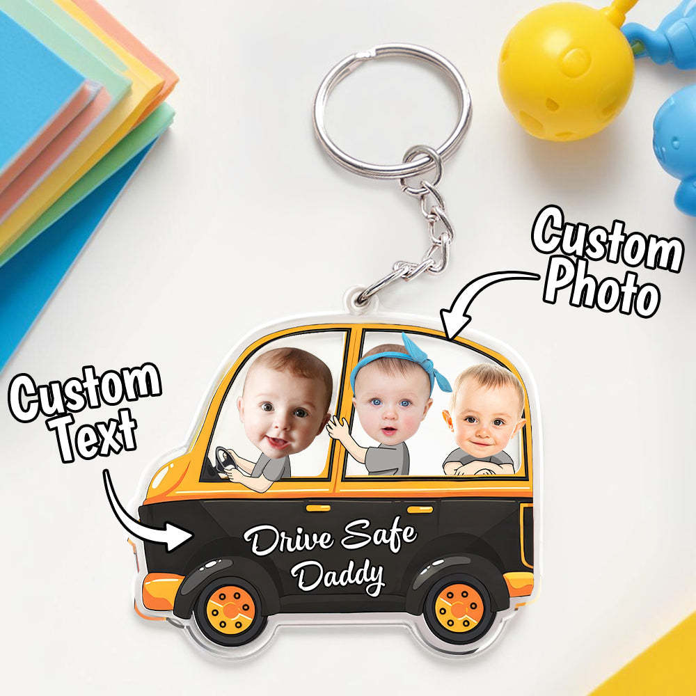 Schlüsselanhänger „drive Safe", Personalisiertes Gesicht, Acryl, Schlüsselanhänger „drive Safe Daddy", Mehrere Kinder, Geschenke Für Vater -